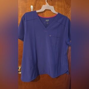 Blue V-Neck Scrub Top